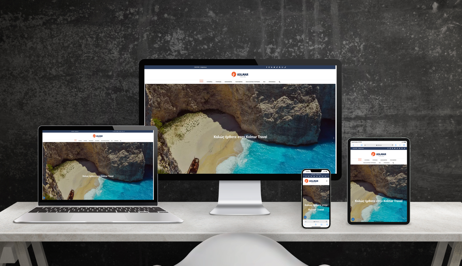 Multiple screen sizes showing the homepage of Kolmar Travel